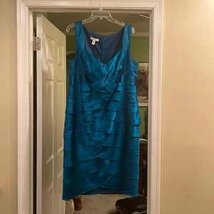 London Times teal cocktail dress. 14W.